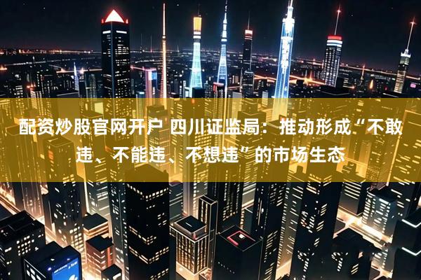 配资炒股官网开户 四川证监局：推动形成“不敢违、不能违、不想违”的市场生态